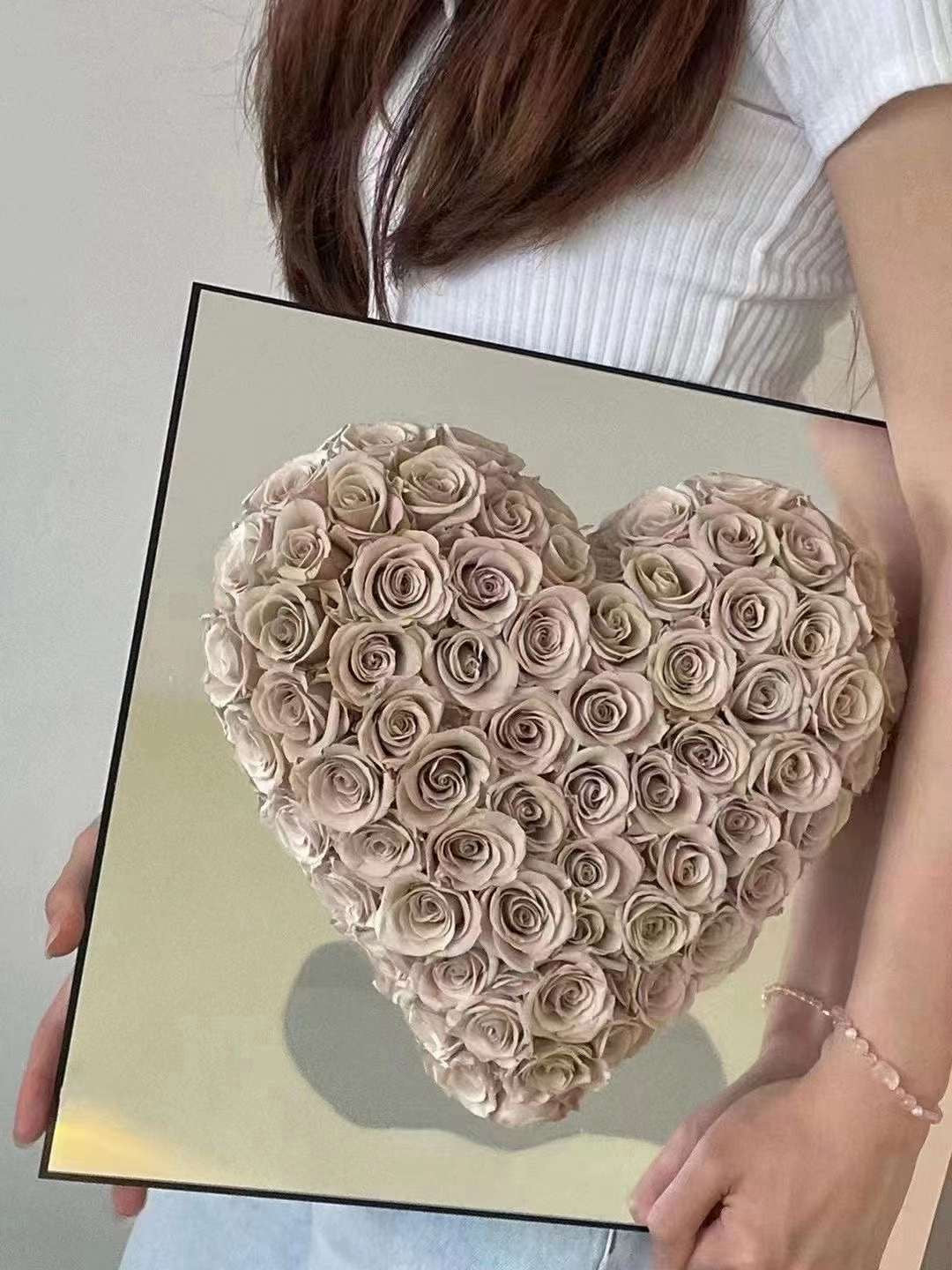 Preserved Caramel Heart-Shaped Rose Box