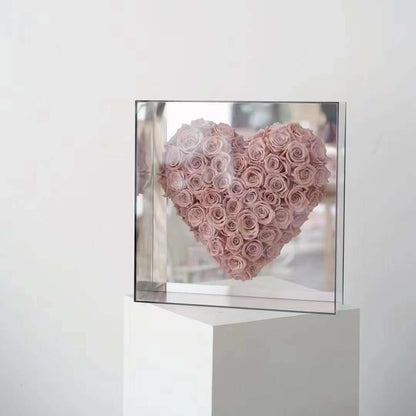 Preserved Cream Pink Heart-Shaped Rose Box