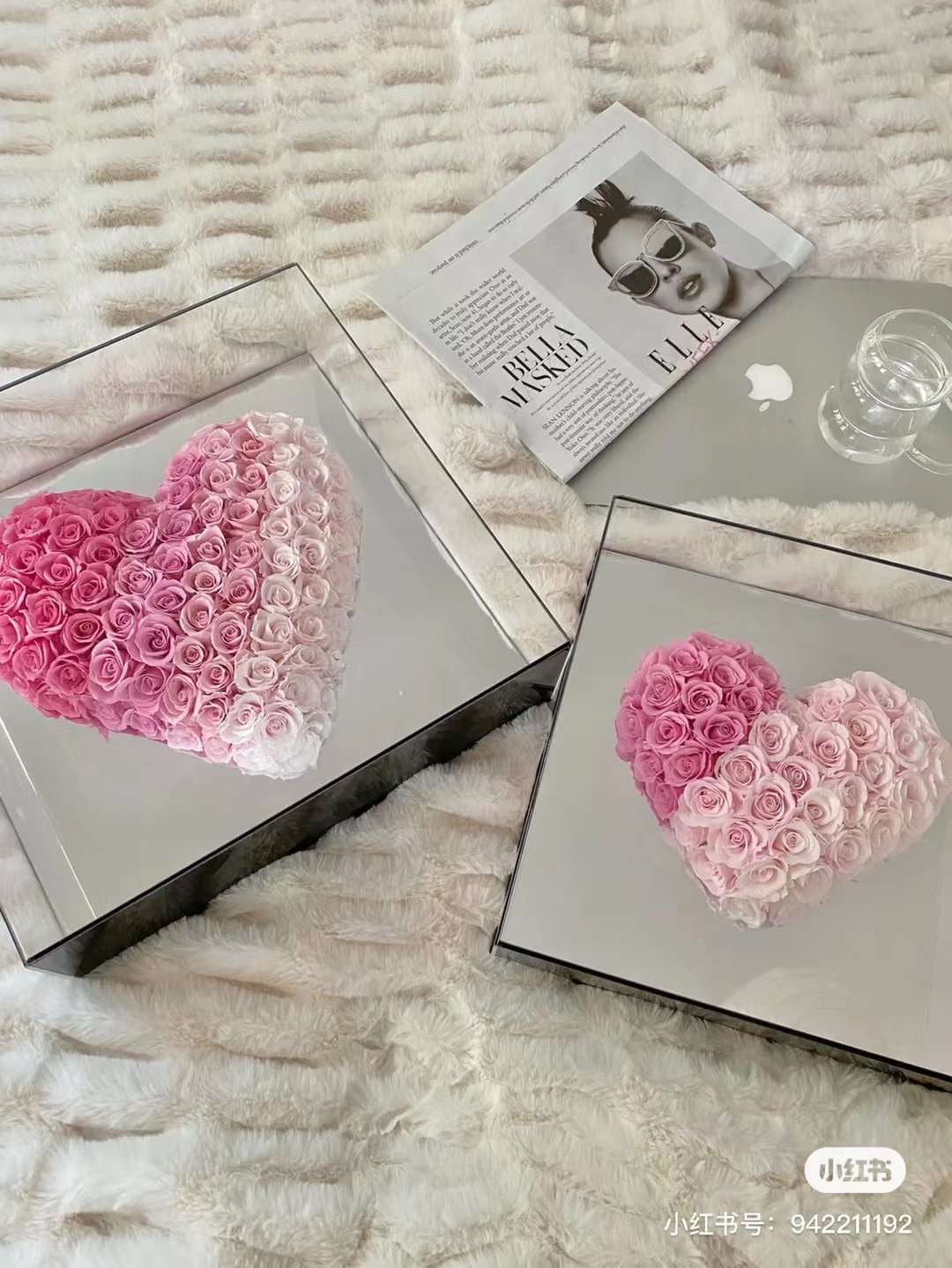 Fading Pink Heart-Shaped Eternal Rose(small)